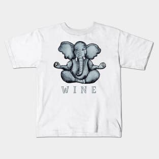 Wine Yoga Elephant Kids T-Shirt